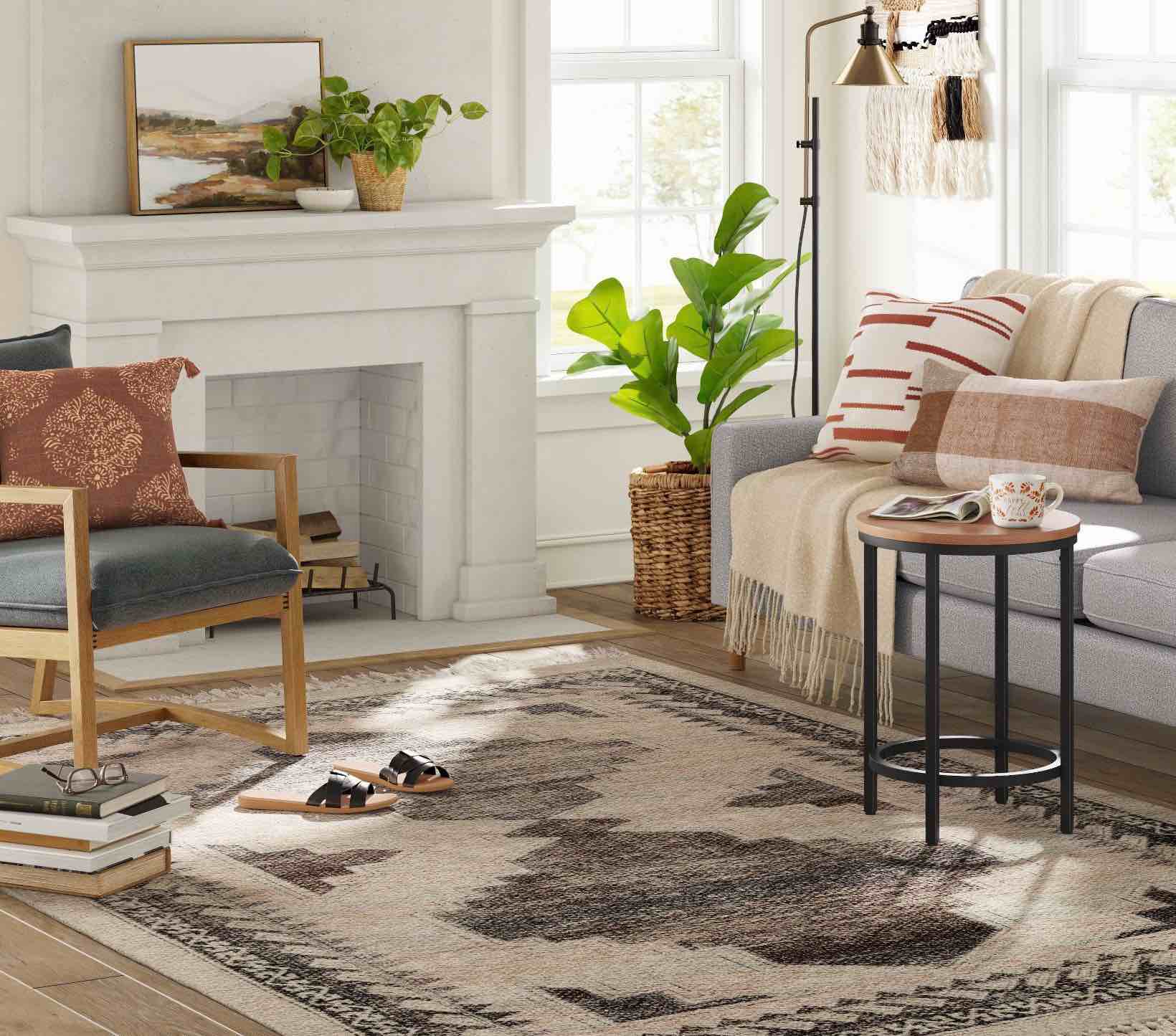 4'x6' washable cromwell printed persian style rug tan - threshold™