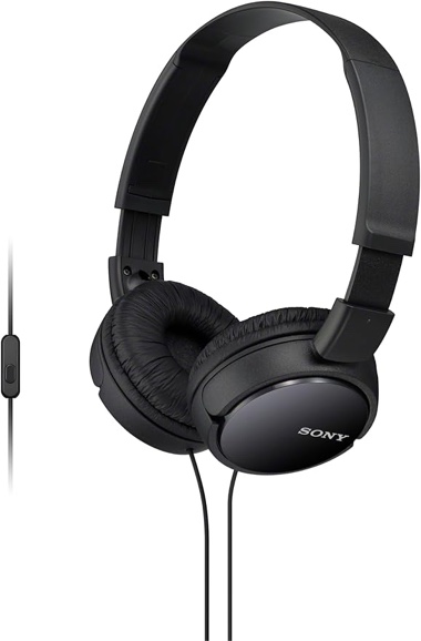 sony zx series wired on-ear headphones, black mdr-zx110