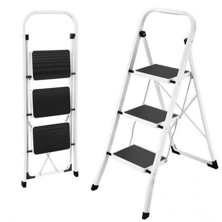 3 step ladder odeb folding step stool with wide anti-slip pedal 330lbs sturdy steel ladder convenient handgrip lightweight portable steel step st