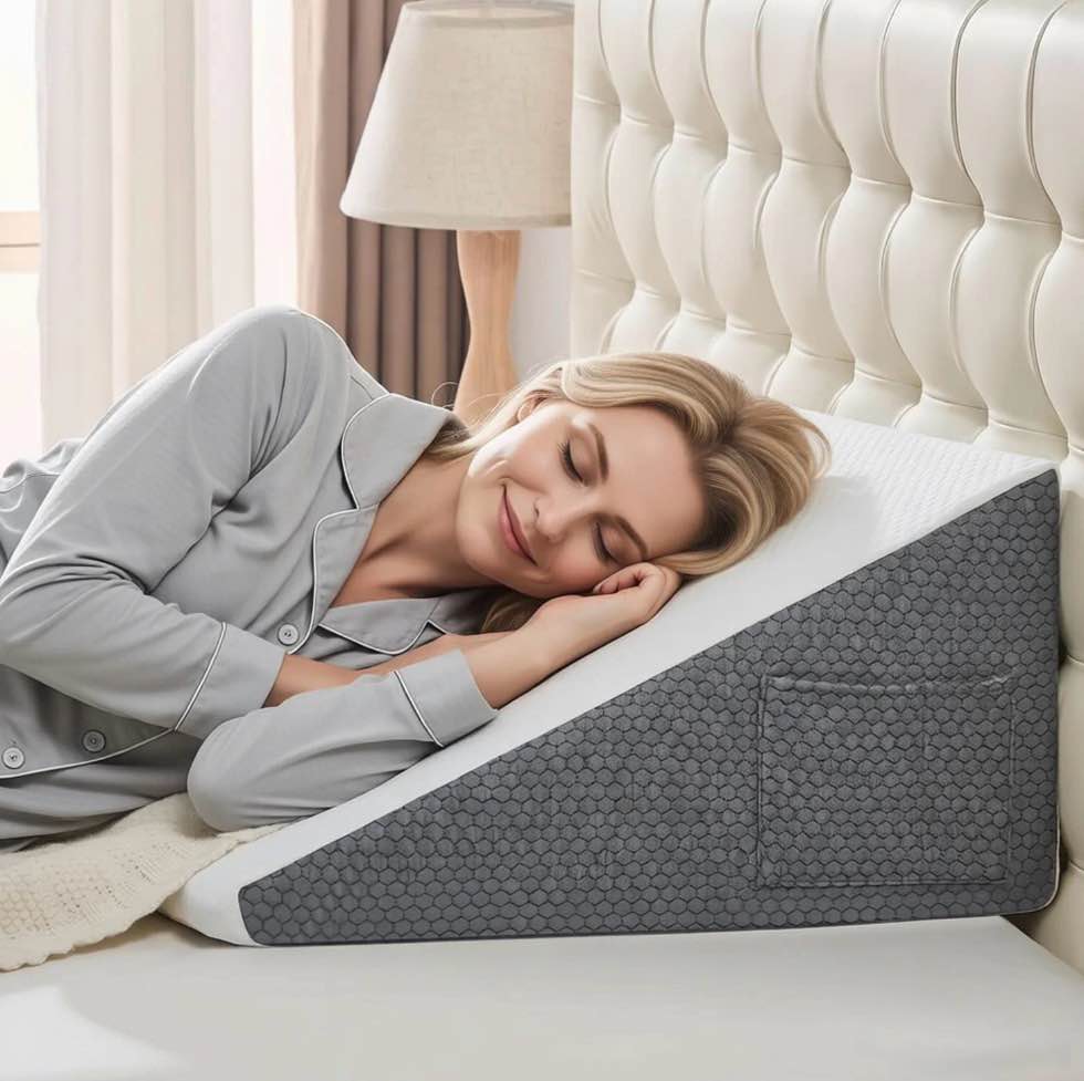 10 inch foam wedge pillow for sleeping ,triangle bed wedge pillow for headboard ,soft memory foam & washable cover