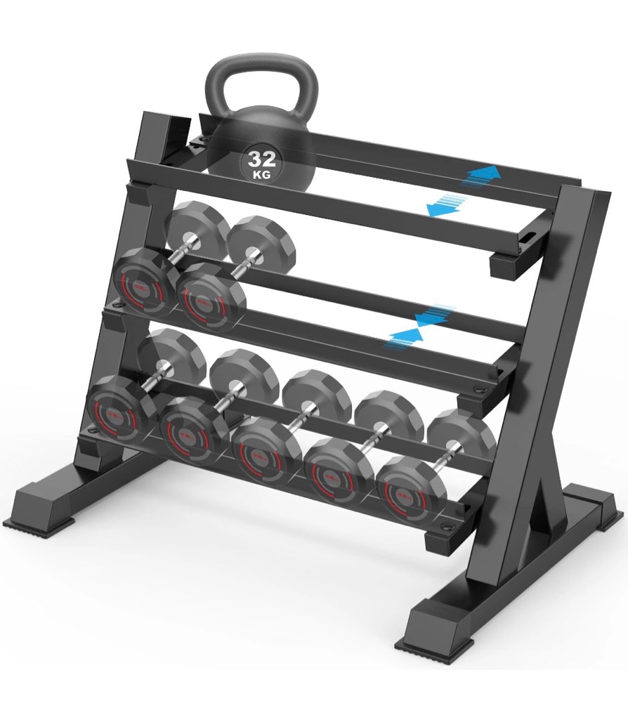 dumbbell rack  neche adjustable dumbbells storage rack 3 tier hex 1100lb weights rack holder home gym storage organizer