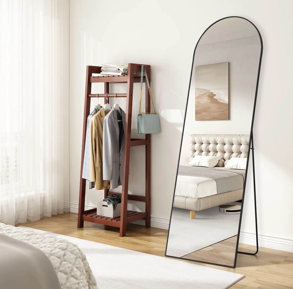edx arched full length mirror 64 x21  full body mirror rectangle free standing wall mounted leaning hanging floor mirrors  black