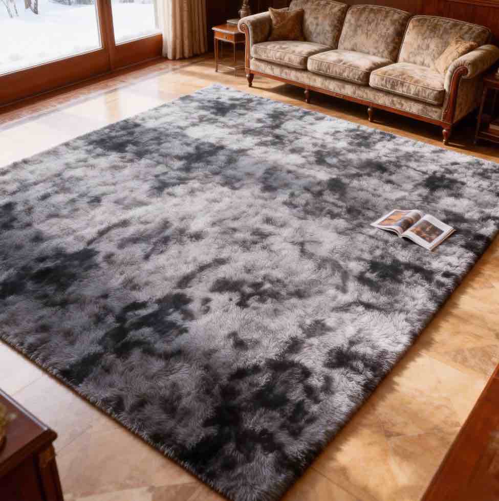 9 x12  Fluffy Area Rugs for Living Room Bedroom Carpet Home Decor Soft Rug Indoor Modern Deep Grey