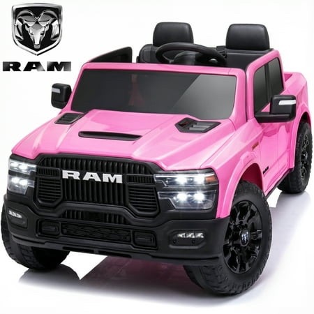 funtok licensed ram 2500 24v 2 seats ride on truck for kids 3-8 w/ 20 large seat 2 x 100w motors 24 volt ride on toys w/ 3-point seat belts/remote