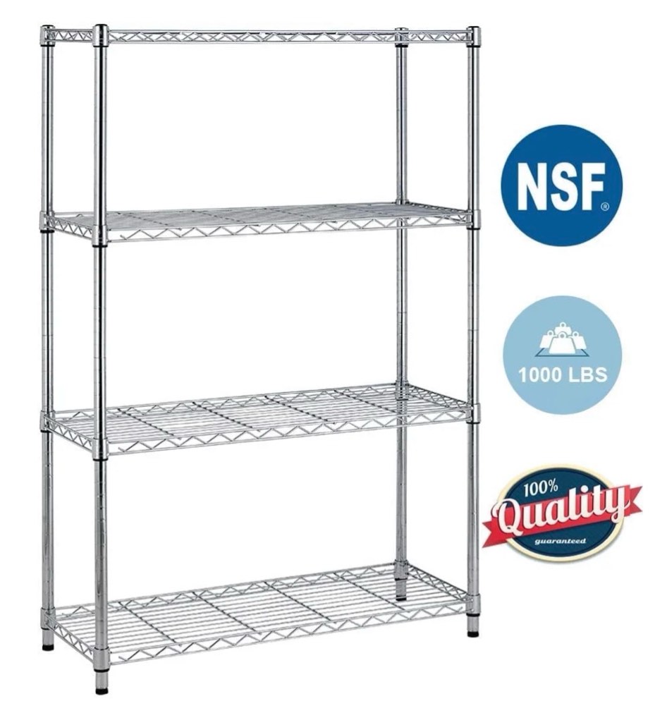 bestoffice 4 shelf wire shelving height adjustable metal shelving for 1000 lbs capacity chrome