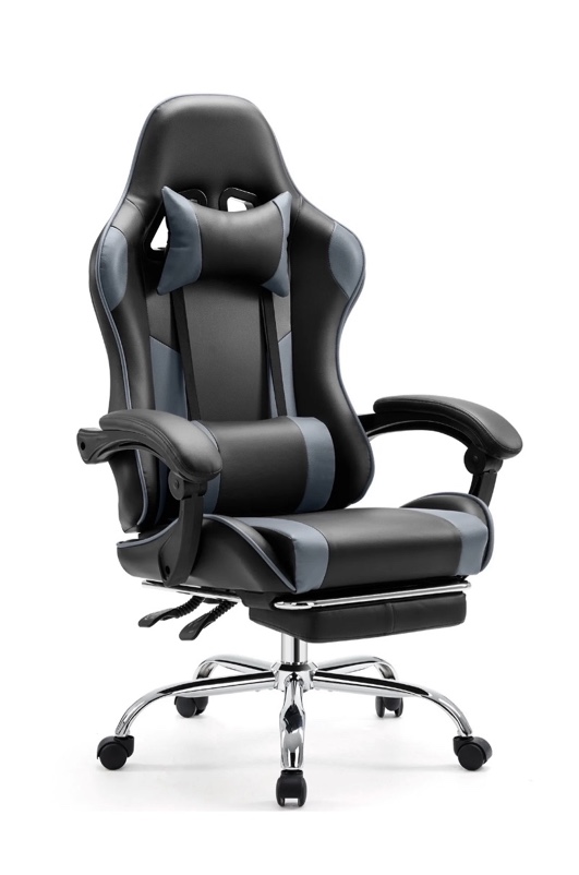 edx ergonomic gaming chair high back office chair with lumbar support and adjustable armrests swivel racing chair, black and gray
