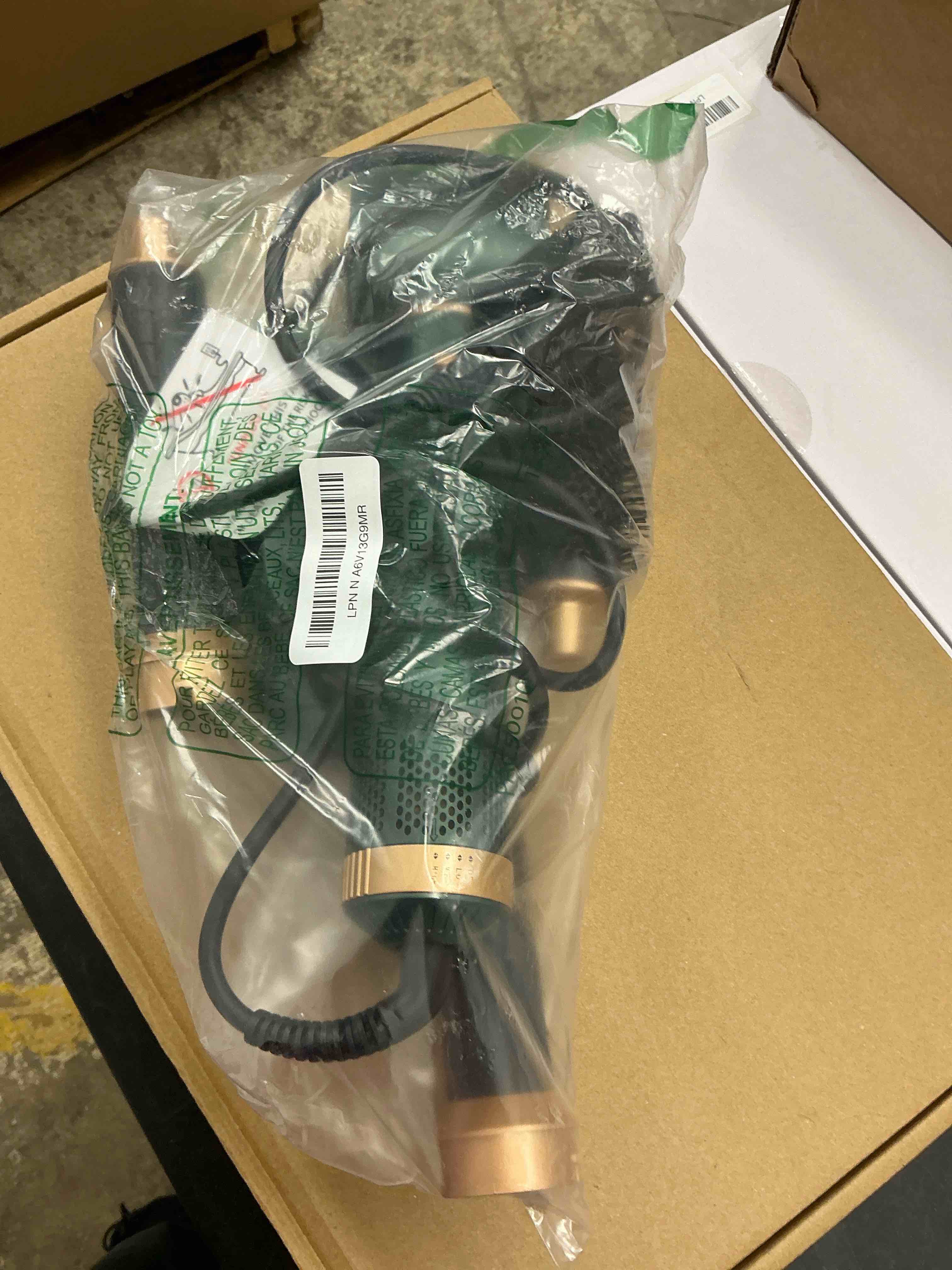 Condition photo showing As Is for 5 in 1 Blow Dryer Brush, Upgrade Hair Dryer Brush Set Negative Ion Air Styler Curling Wrap Air Curler, Hot Air Brush Curling Iron Hair Styling Tools As A Gift for Straight/Curl/Dry/Smooth Gold