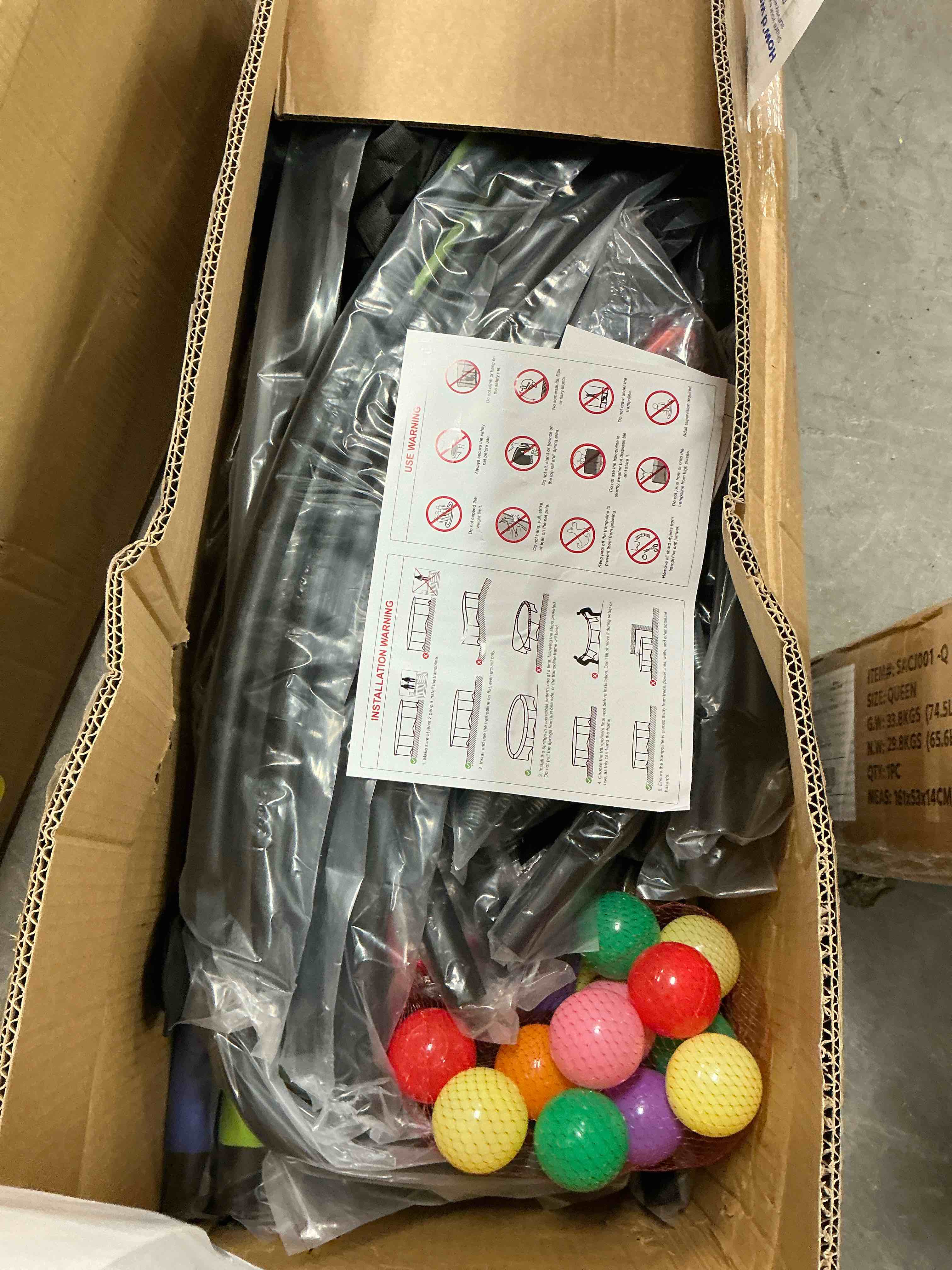 Condition photo showing New/Like New for YORIN Trampoline for Kids, 5FT Toddler Mini Trampoline with Enclosure Net, Basketball Hoop, 60'' Indoor/Outdoor Kids Trampoline with Swing, Adjustable Gymnastics Bars, Gifts for Boys & Girls, 600LBS