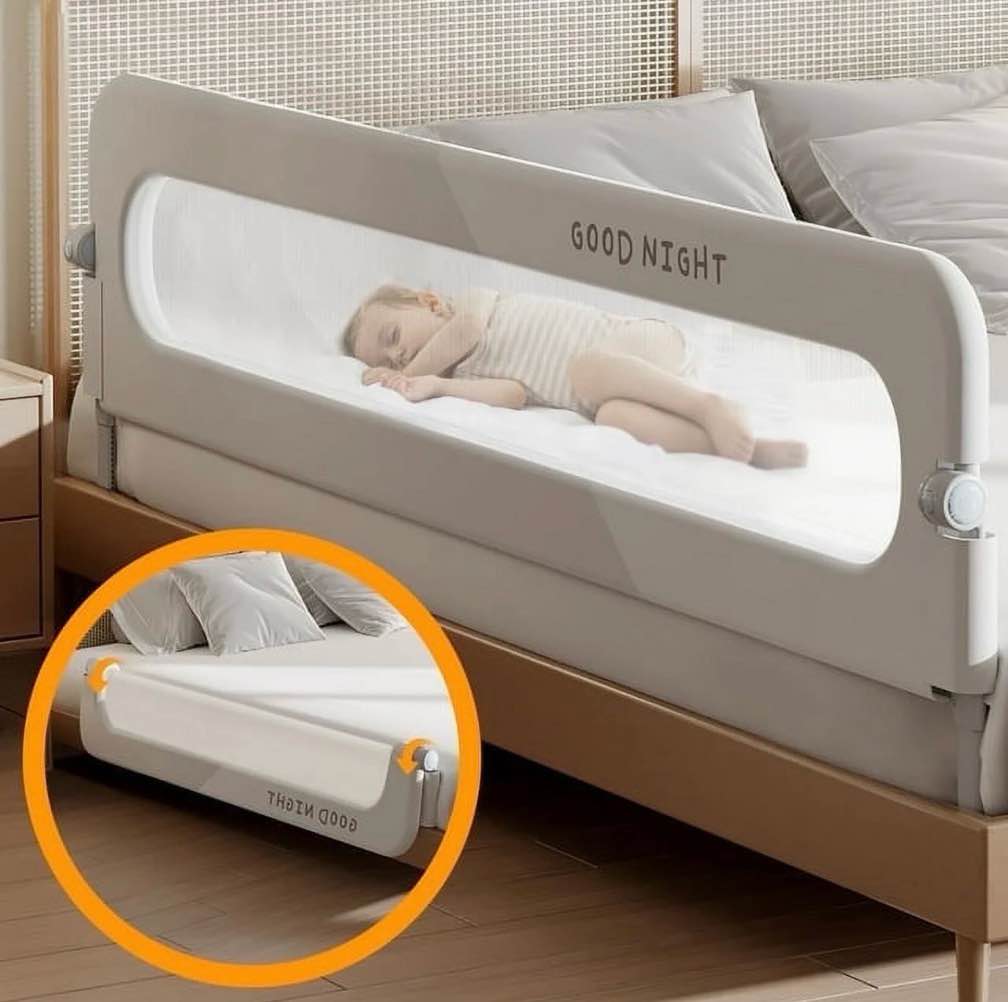 58in Baby Safety Rails Height Adjustable Bed Guardrail for Toddlers Single Piece
