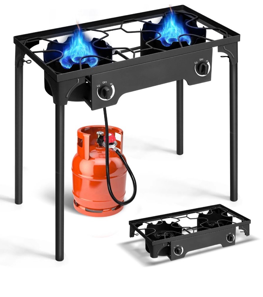Ktaxon 2 Burner 150000 BTU Cooker Outdoor Camping Picnic Stove Stand BBQ Grill