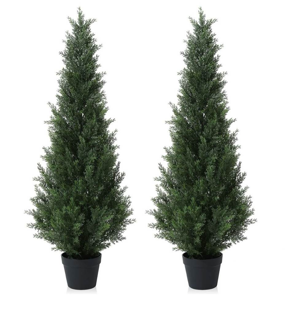 Dr. Planzen Artificial Cedar Tree 3 Ft Artificial Cedar Topiary Trees For Outdoors Potted Fake Cypress Trees Faux Evergreen Plants For Home Porch Decor