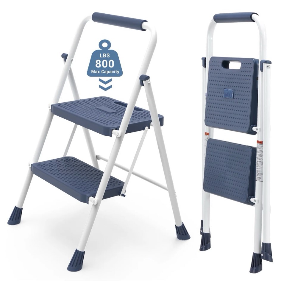 CONCETTA 2 Step Ladder, Folding Step Stool with Anti-Slip Pedal, Lightweight Portable Ladder for Home, Workplace, 800lbs Capacity?Blue