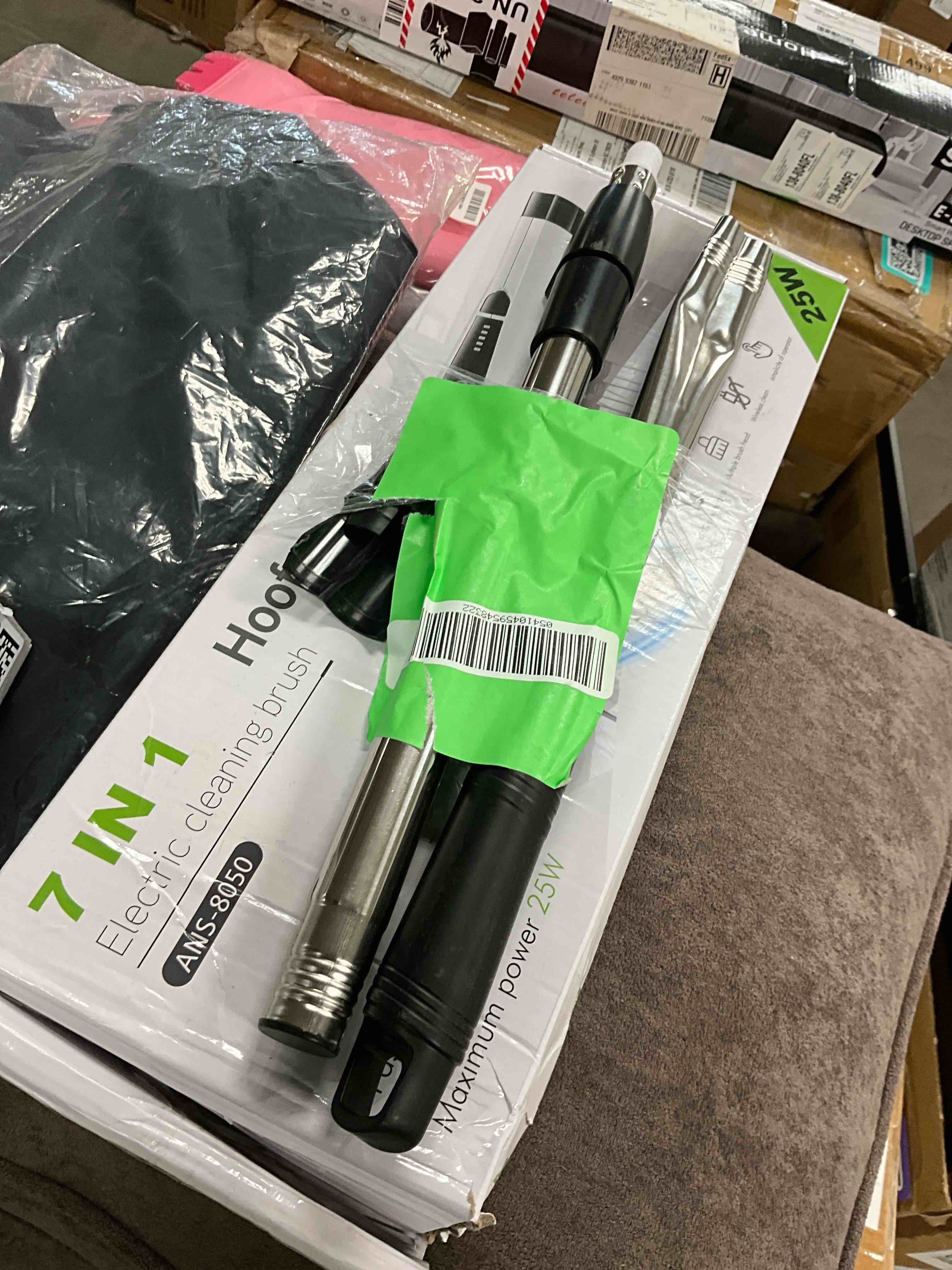 Condition photo showing As Is for HOOFUN Electric Spin Scrubber, Cordless Bath Tub Power Scrubber with Long Handle & 7 Replaceable Heads, Detachable as Short Handle, Shower Cleaning Brush Household Tools for Bathroom & Tile Floor