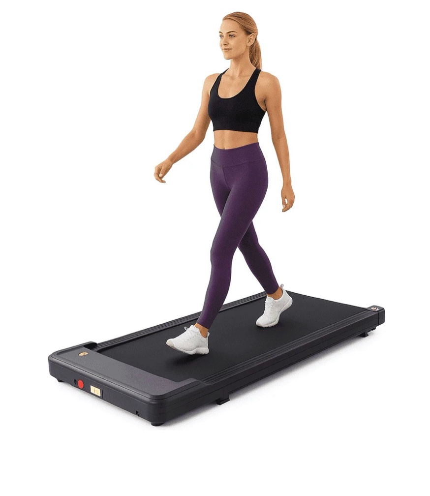 concetta compact walking treadmill for small spaces, quiet under-desk walking pad with remote, slim portable design for home office workouts, led display, easy to store,black