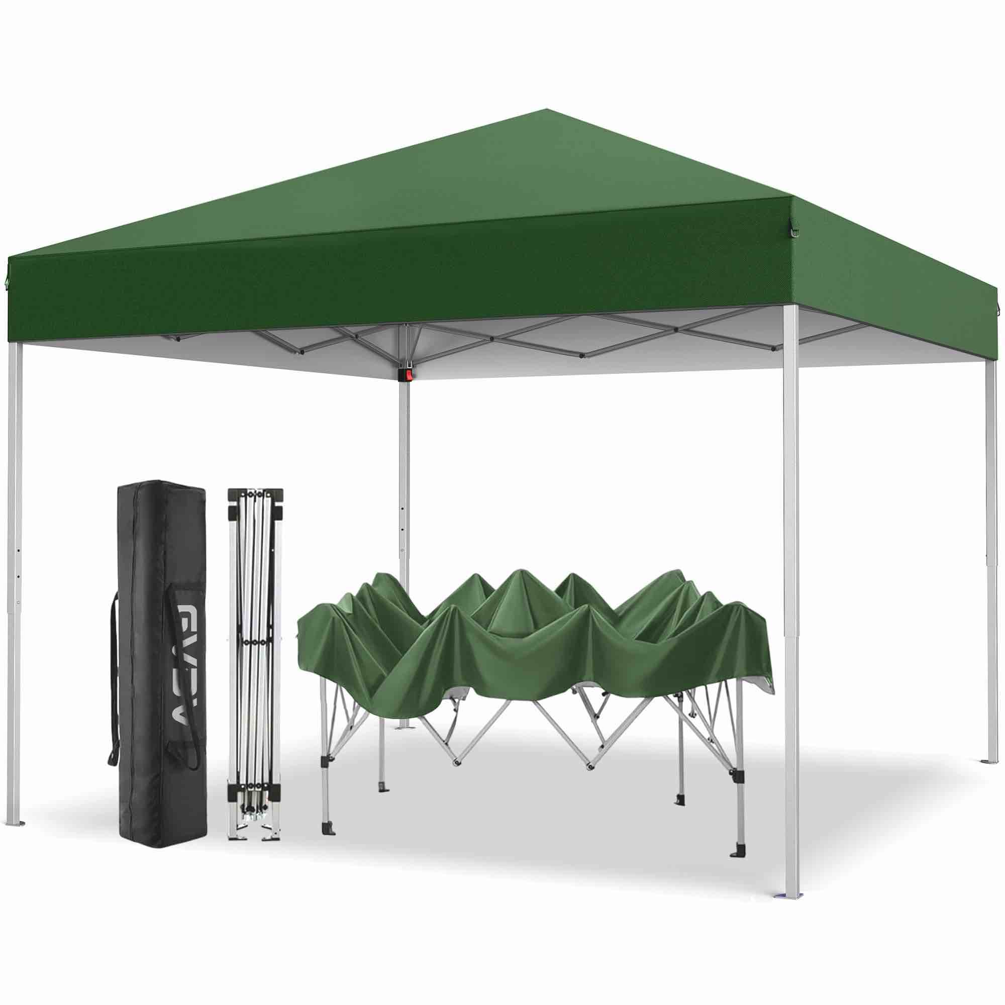 GVDV 10x10 Pop up Commercial Canopy Tent Waterproof & Portable Outdoor Shade with Air Vent Wheeled Bag White