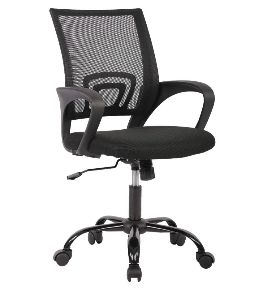 jonpony ergonomic office chair, lumbar support, adjustable height with armrests for adults,black