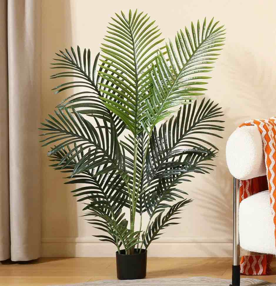 fake majesty palm plant 4 feet artificial majestic palm faux ravenea rivularis in pot for indoor outdoor home office store, great housewarming gift