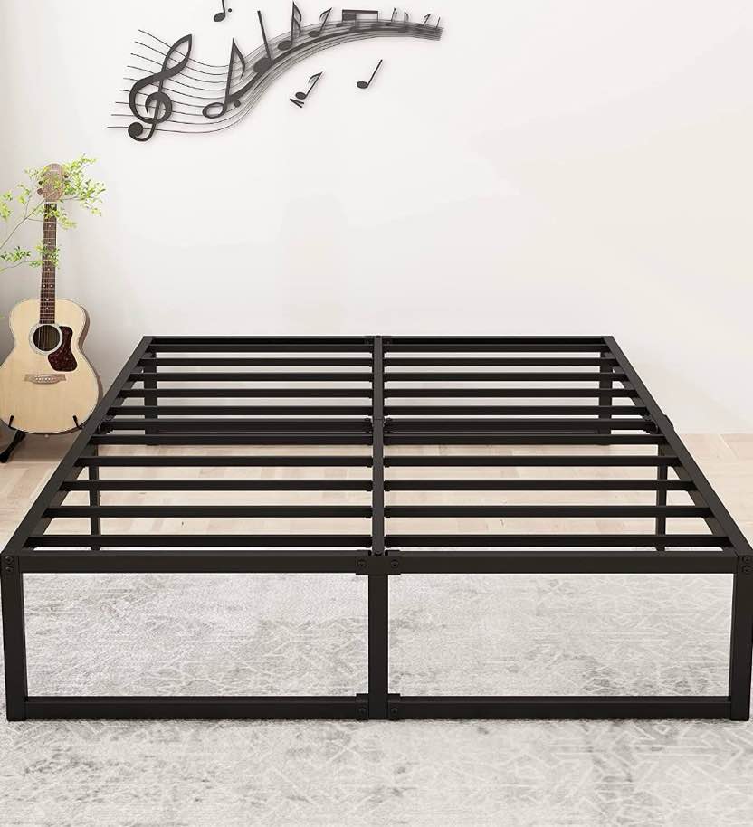 lutown-teen 16 inch california king bed frames no box spring needed heavy duty metal cal king platform for mattress foundation, noise free, easy assembly, black