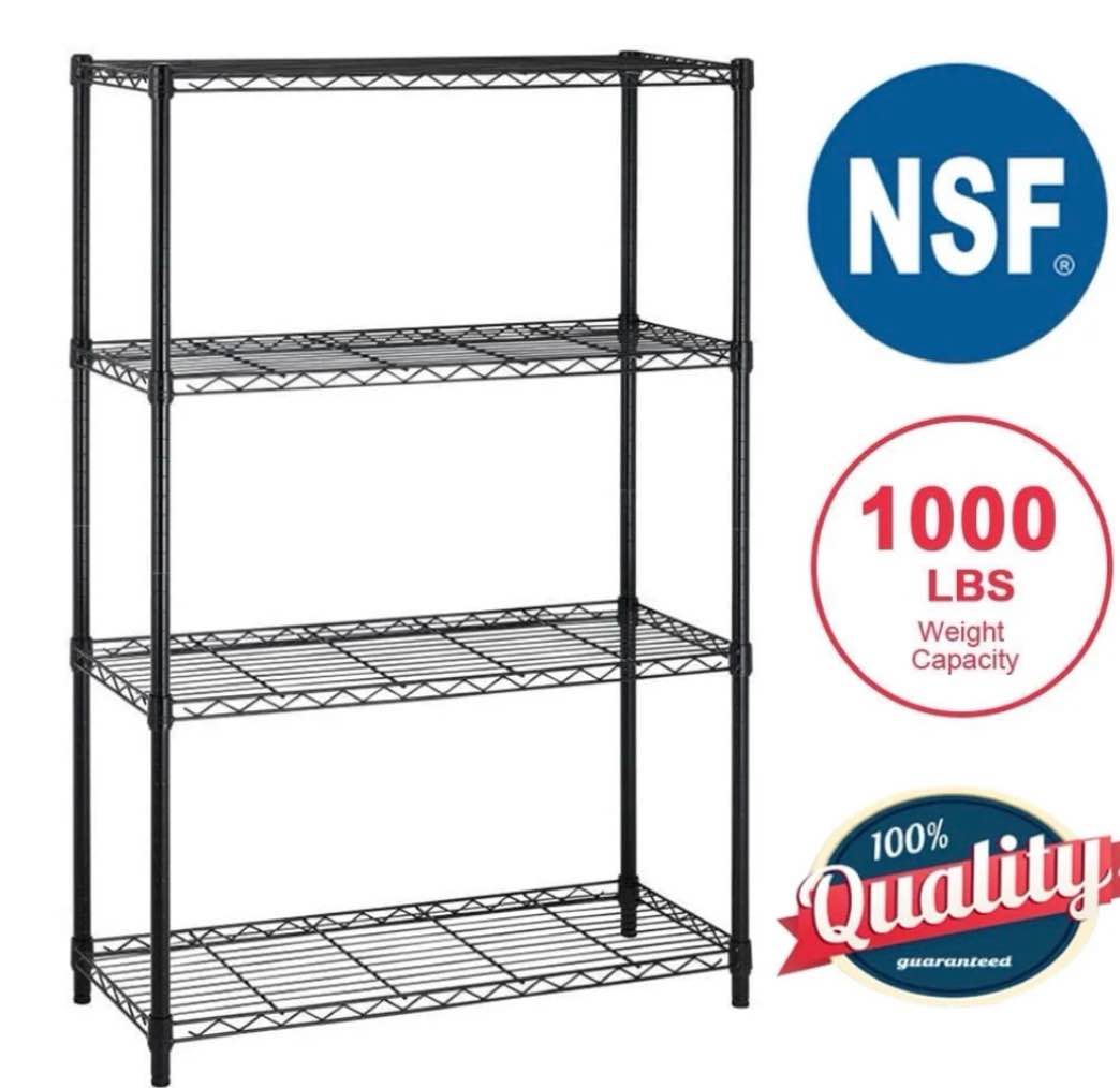 bestoffice 4 shelf wire shelving unit garage nsf wire shelf metal storage shelves heavy duty height adjustable for 1000 lbs capacity black