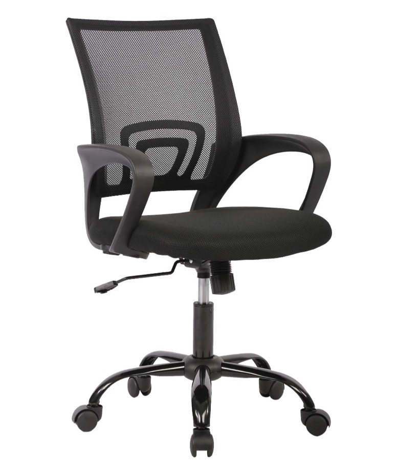 jonpony ergonomic office chair, lumbar support, adjustable height with armrests for adults,black