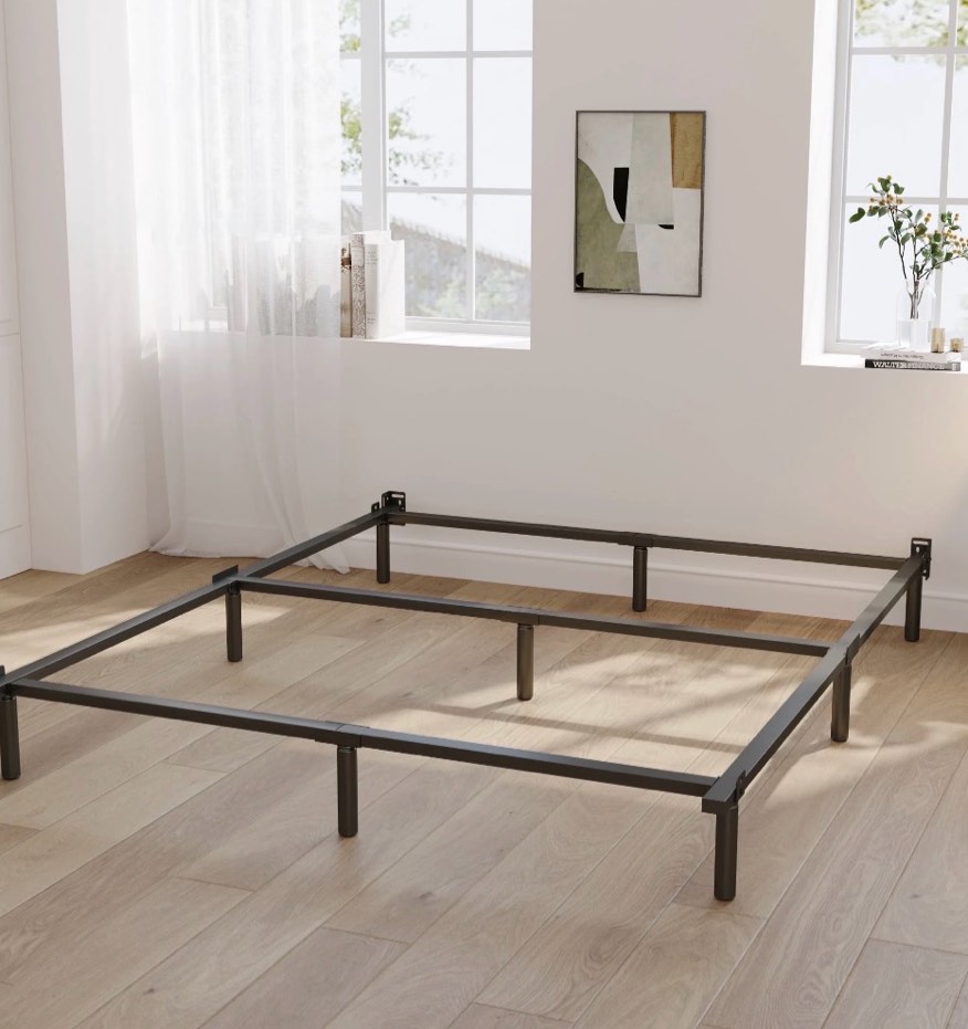 ziyoo 9 inch king size metal bed frame with recessed legs, heavy duty bed base, easy assembly, noise-free