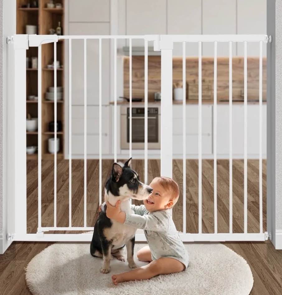 baby safety gate, extra tall 36 inch ,wide 29.5"to 48.8" baby gate for stairs and doorway,gate for ages 6 to 36 months,white