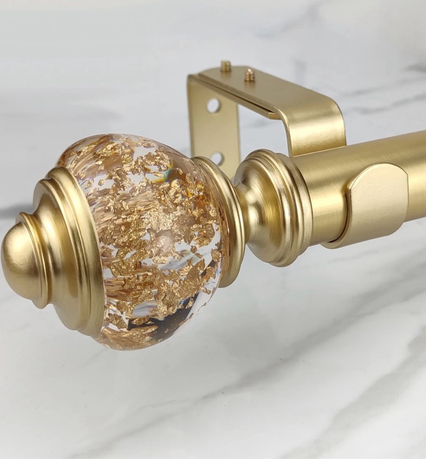 skyplus living single curtain rod, 1-1/8 inch, glam luxury finish, adjustable 36-72 inches