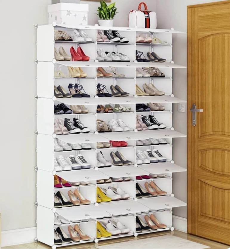 ktaxon 36 cubes 72 pairs 12 tiers portable shoe rack  storage cabinet for entryway hallway  white