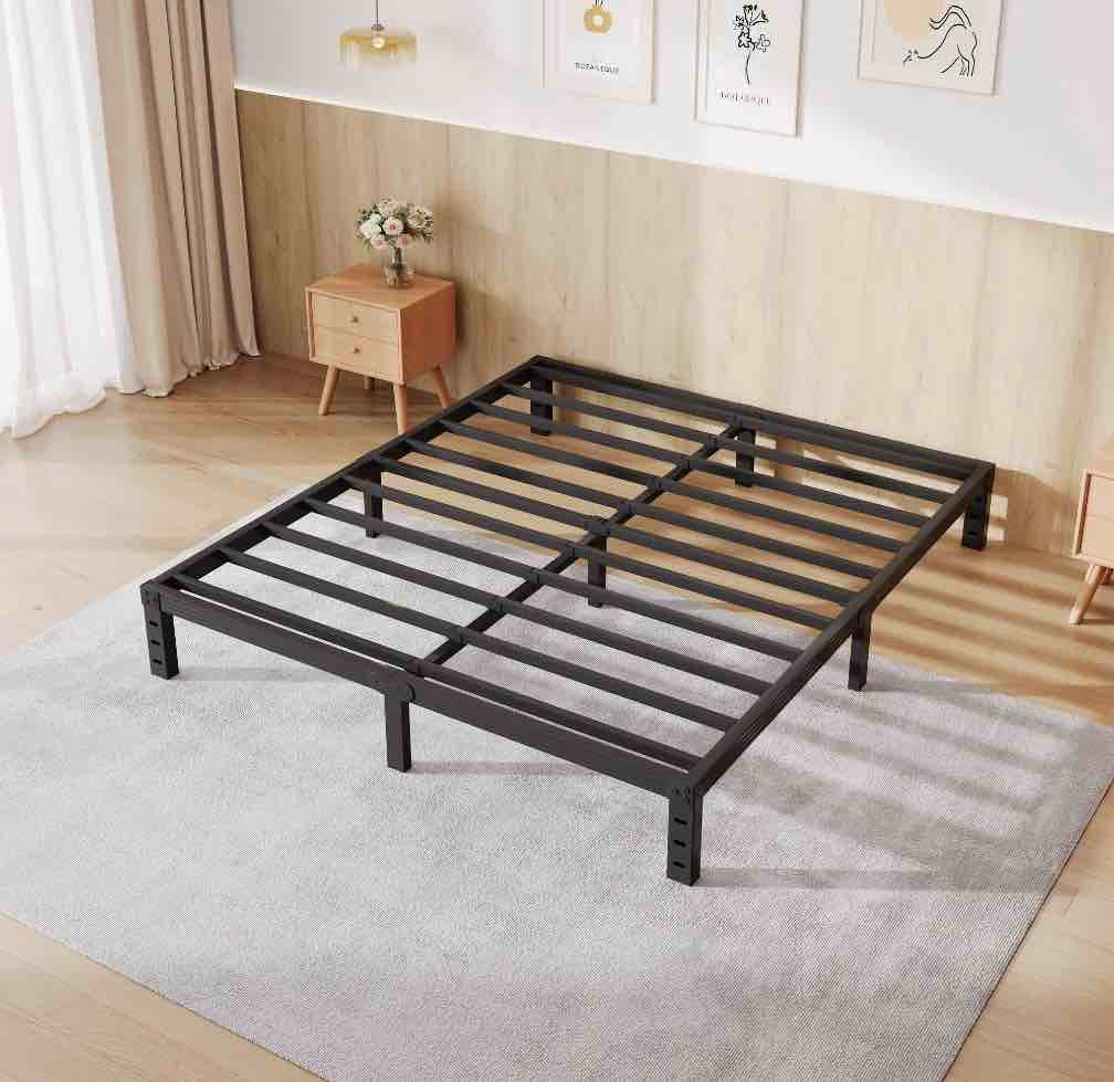 Comasach 12 Inch Full Bed Frame, Easy Assembly, Heavy Duty Metal Platform, Noise Free, Black Full