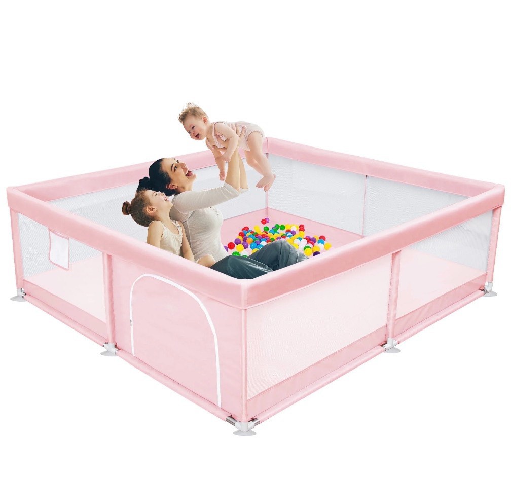 Babyeap Baby Playpen Large Play Yard Fence for Toddlers,50"x50" Pink