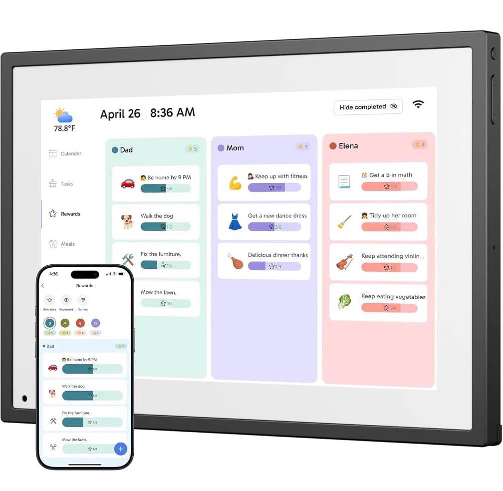 EKASN Digital Calendar  15.6  Chore Chart Wall Planner  1080P FHD Interactive Touchscreen Display for Family Schedules and All Apps Full Free-Black