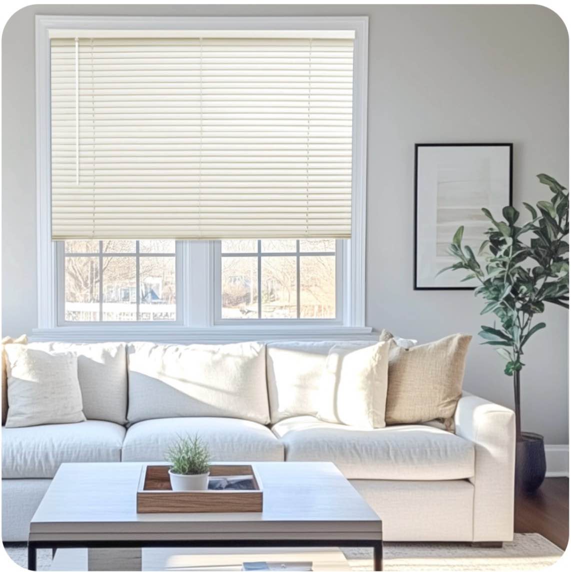 Chicology 35 W x 48 H Alabaster Cordless Vinyl Mini Window Blinds 1  Slats