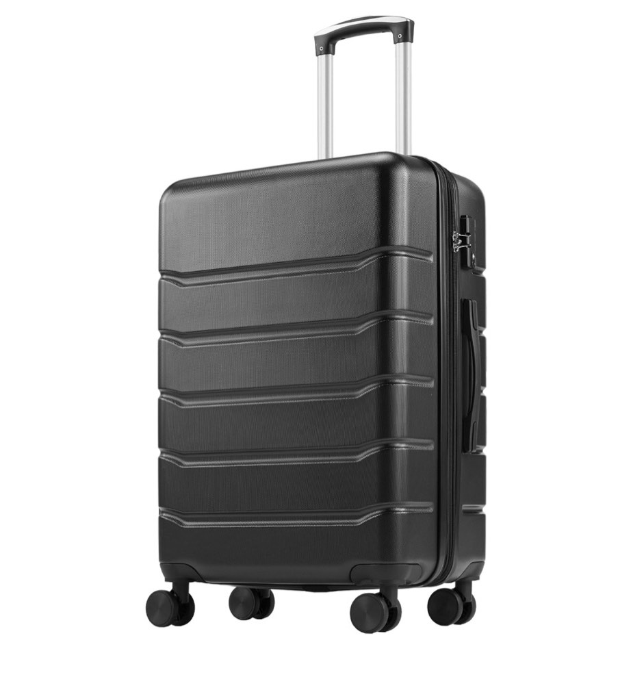 edx 24 inch hardside expandable luggage with spinner wheels  checked-medium lightweight expandable rolling luggage with tsa lock  black