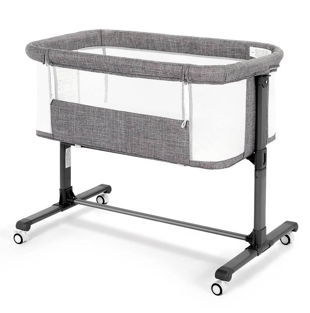 aileekiss baby bassinet bedside sleeper  height adjustable newborn baby bassinet with wheels  grey
