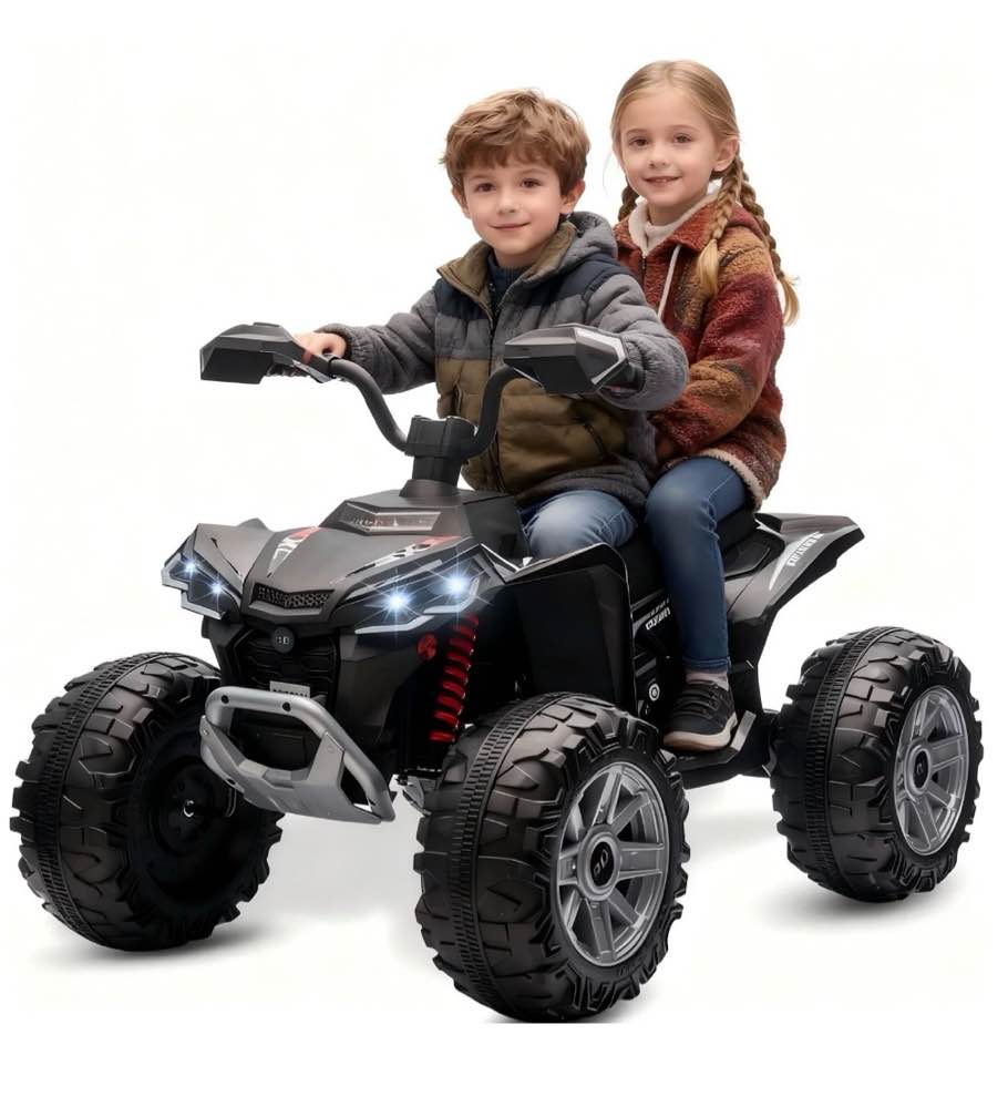 mukidy 24v kids atv 4-wheeler, 24 volt ride on toy for 3-8 kid w/ 2x200w motor, 5mph max speed - black