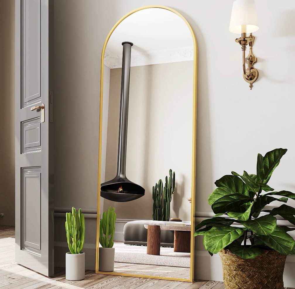antok 64 x 21 arched full length mirror standing floor mirror stand up mirror gold frame