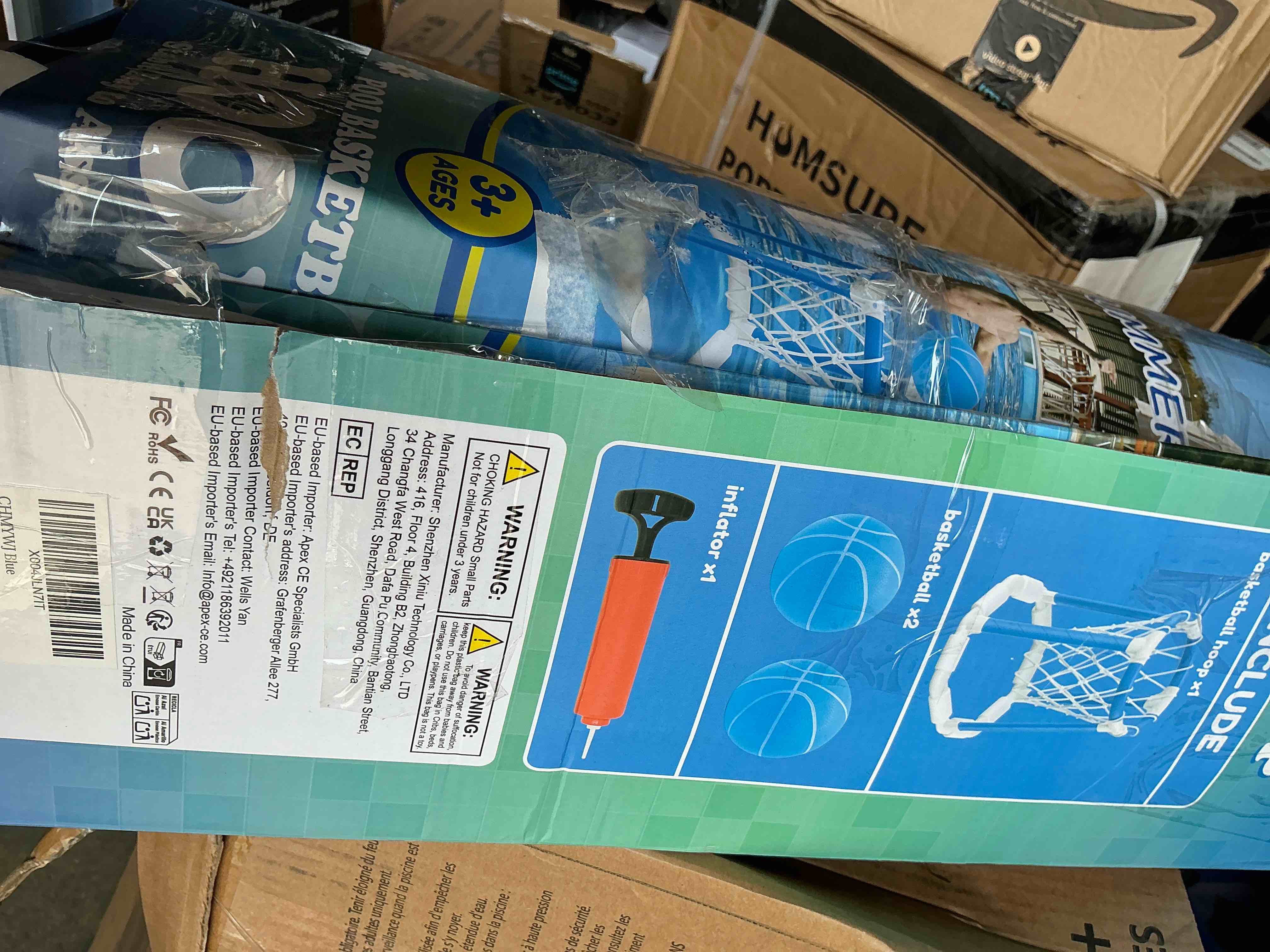 Condition photo showing New/Like New for pool basketball hoop pool games pool toys with 2 basketballs floating basketball hoop for pool for kids & adults indoor outdoor pool games