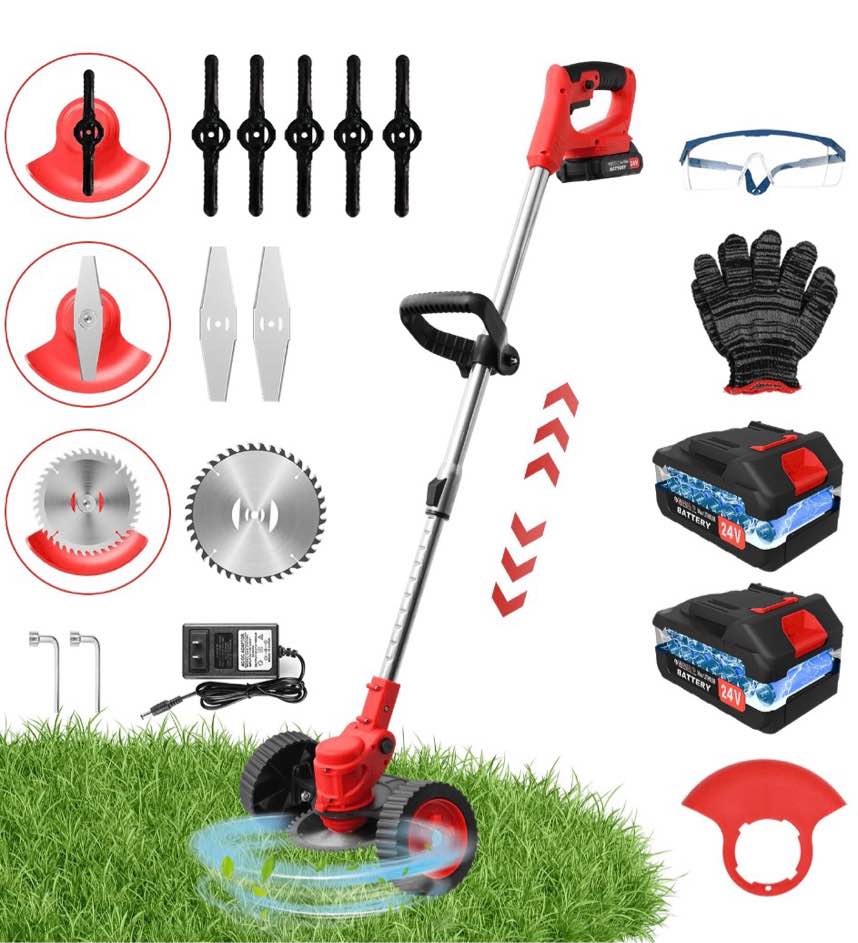grass trimmer cordless electric weed eaters & weed trimmer weed lawn edge trimmer mower with upgraded wheels