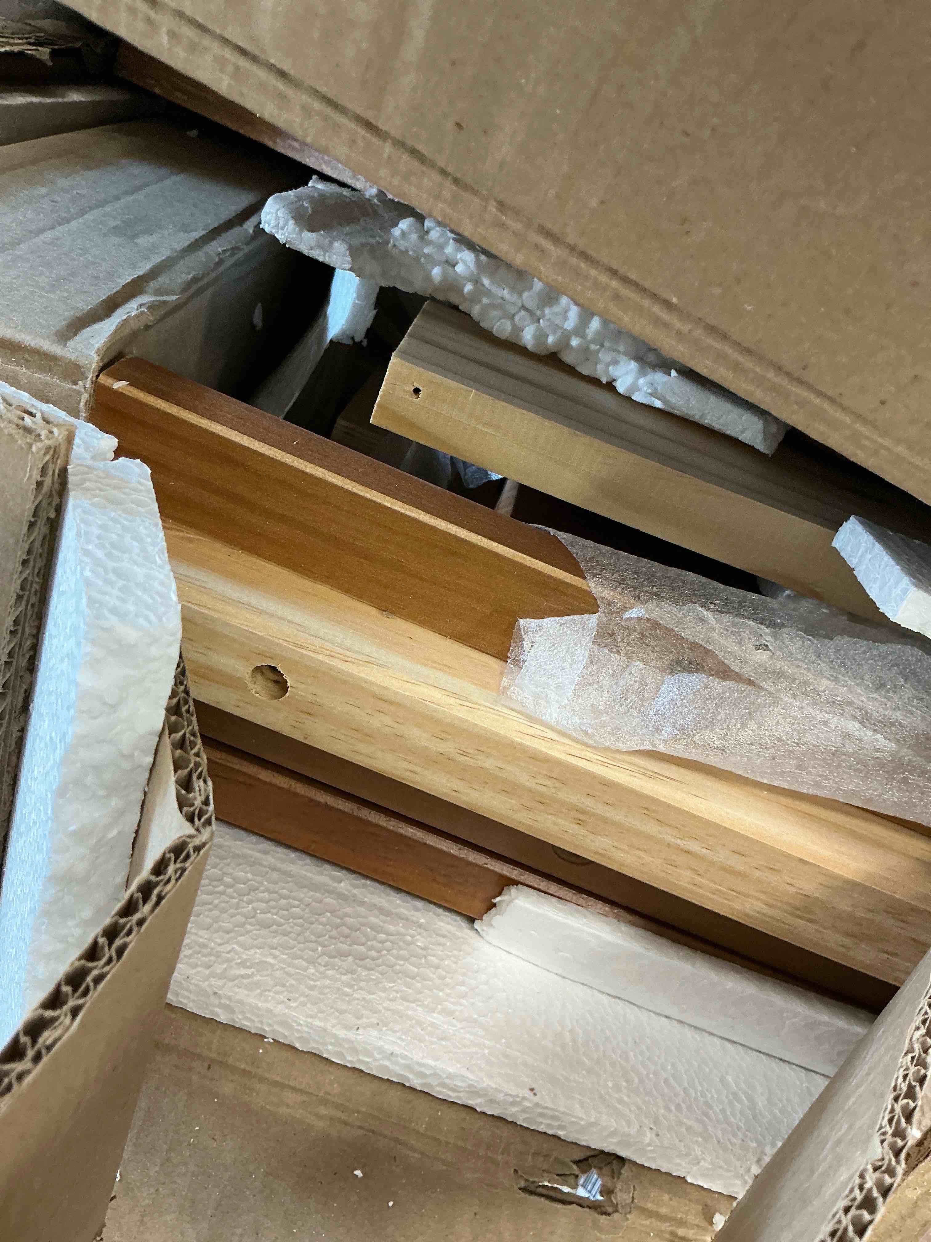 Condition photo showing Good Condition for walker edison mid century modern wood platform king bed  caramel