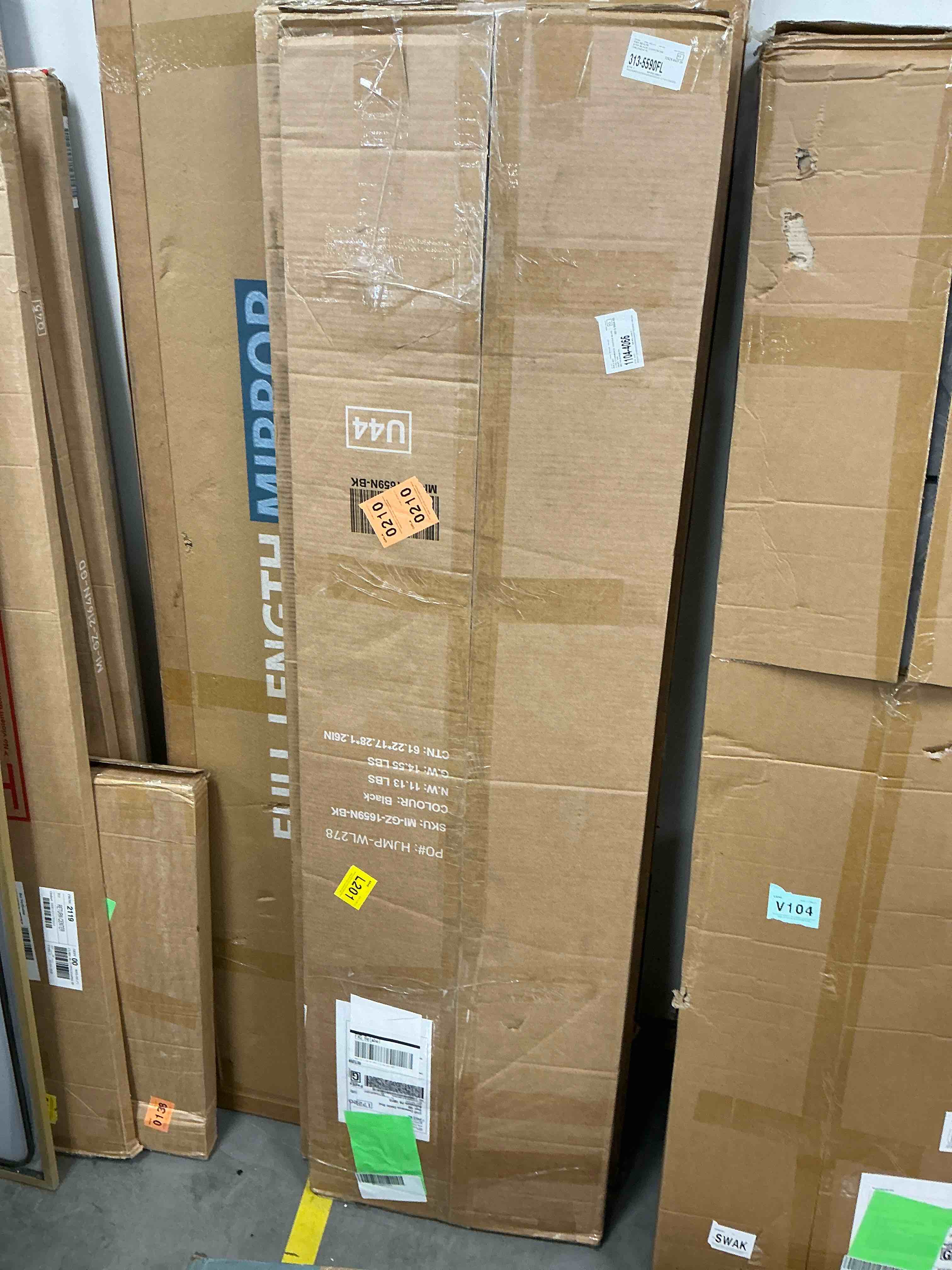 Condition photo showing New/Like New for concetta 59 x16  arched full length mirror  full body standing mirror floor mirrors  black