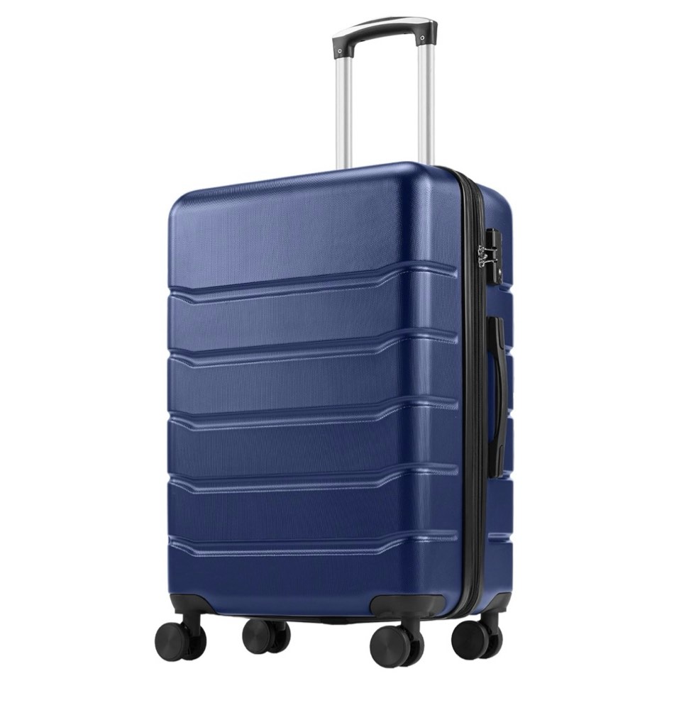 edx 24 inch hardside expandable luggage with spinner wheels checked-medium lightweight expandable rolling luggage with tsa lock blue