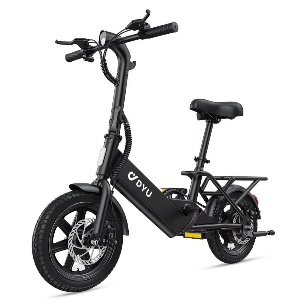 dyu 14 folding electric bike for adults teens 500w peak motor 36v/7.8ah battery commuter city ebike ul2849
