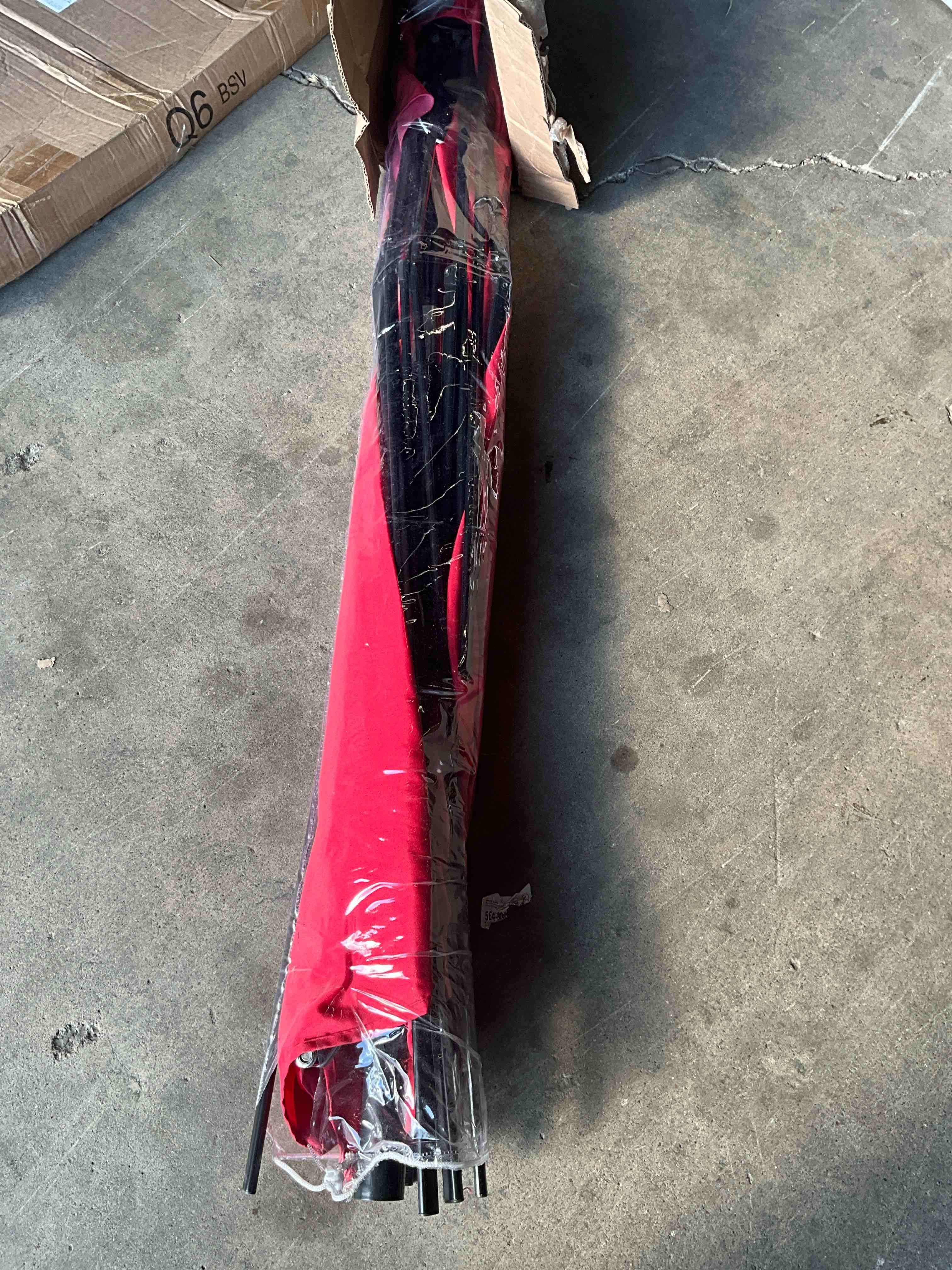 Condition photo showing As Is for sunnyglade 9' patio umbrella outdoor table umbrella with 8 sturdy ribs (red)