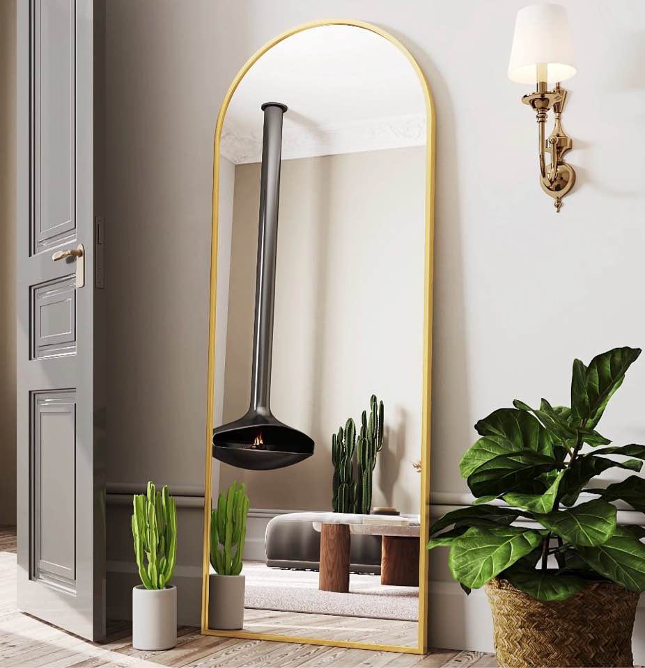 antok 68 x 26 arched full length mirror standing floor mirror stand up mirror gold frame