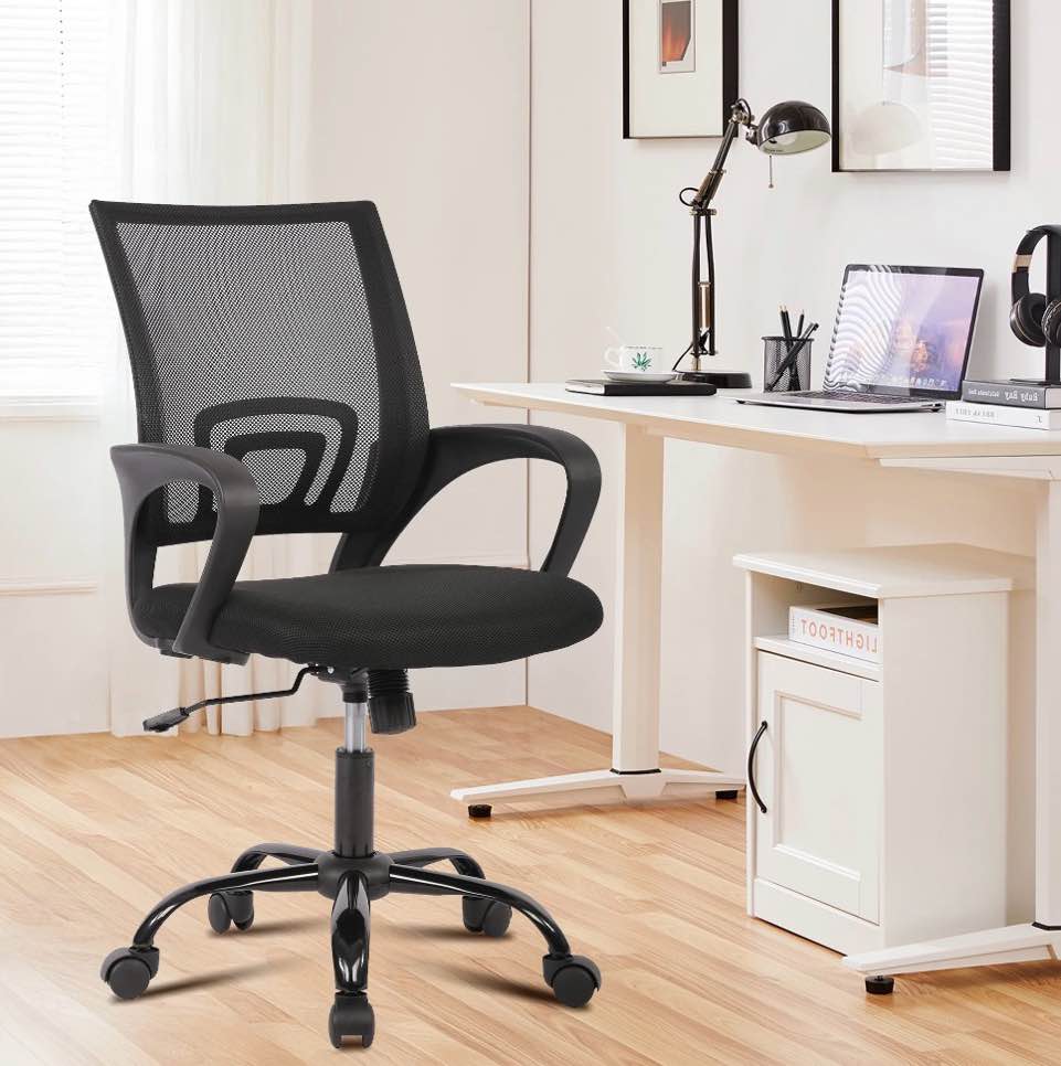 jonpony ergonomic office chair, lumbar support, adjustable height with armrests for adults,black