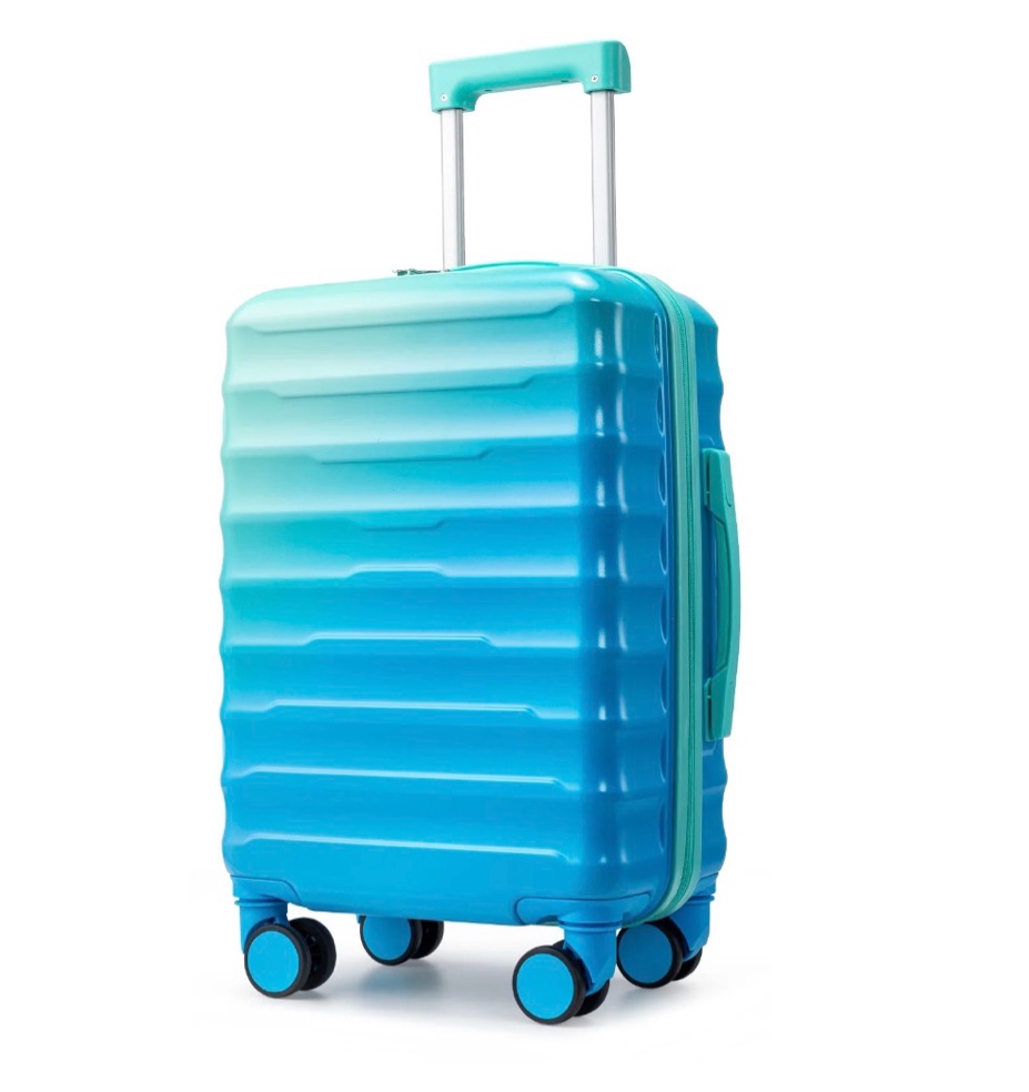 zimtown 28” hardside spinner luggage with tsa lock, lightweight durable suitcase for travel, green blue