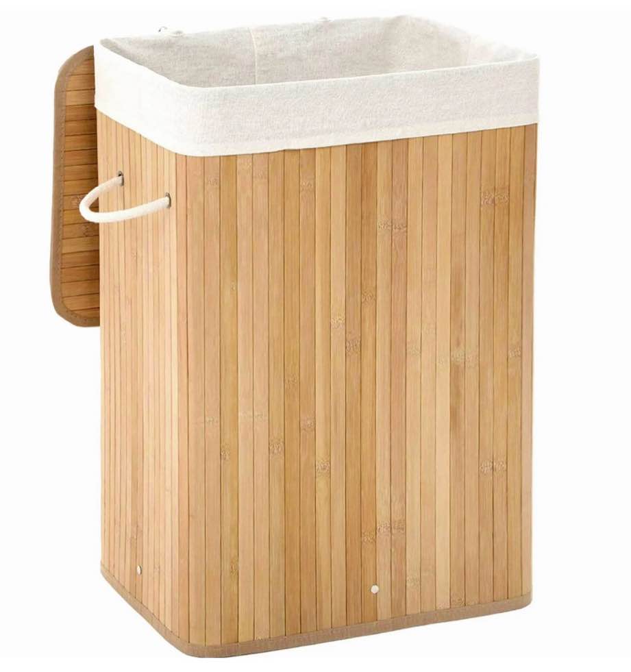 MEHOOM Laundry Hamper with Lid, 80L Laundry Basket with Handles, Foldable Clothes Hampers , Bamboo laundry hamper with Removable Liner for Laundry Room, Bedroom, Bathroom, Natural