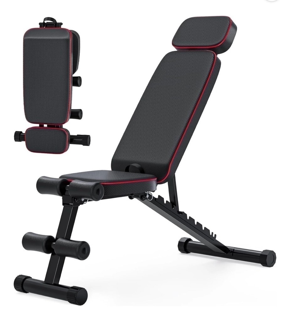 GIKPAL 9 Positions Adjustable Weight Bench Foldable Workout Bench Olympic Weight Bench for Home Gym Full Body Strength Training Support up to 800lbs