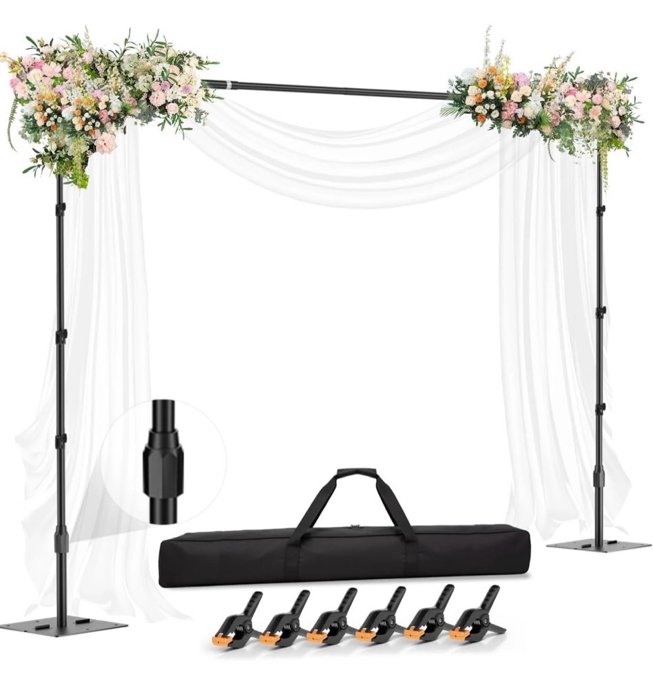 emart backdrop stand 10x8.5ft adjustable photo background support system kit with upgrade rod for wedding, birthday party, photography studio