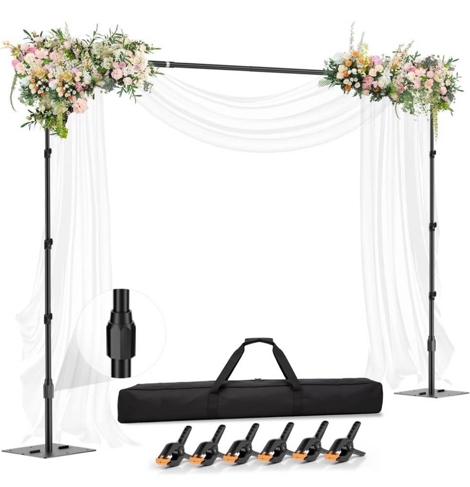 emart backdrop stand 10x8.5ft adjustable photo background support system kit with upgrade rod for wedding, birthday party, photography studio